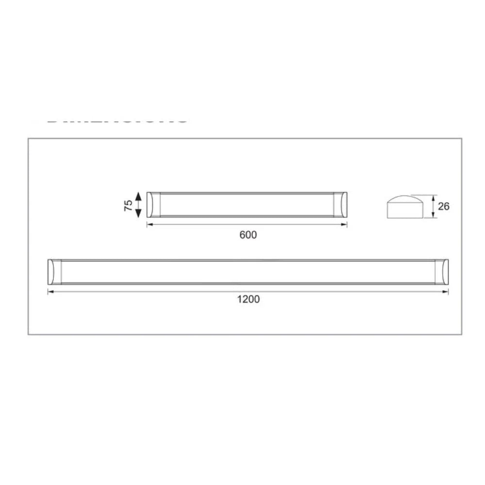 LASER LED Batten Light L600mm Opal Aluminium 3 CCT