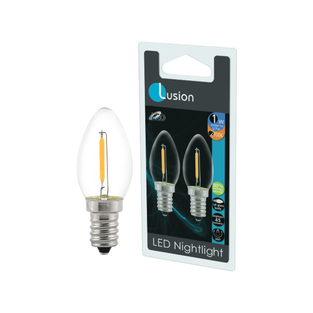 Lusion: Nightlight 1W E12 Twin Blister Pack LED Globe / Warm White