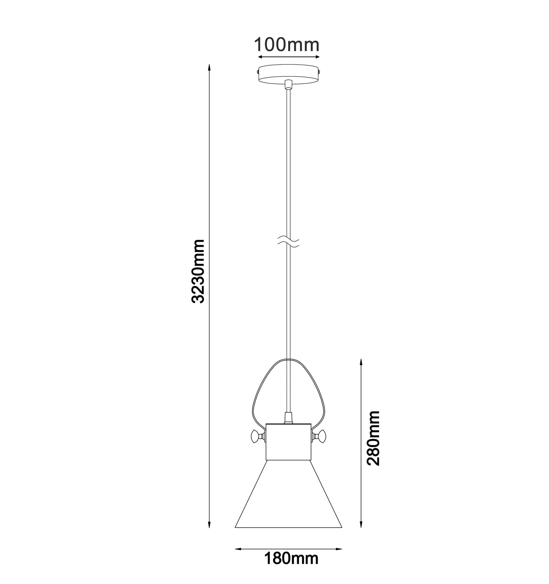CLA Lighting FUMOSO: Retro Smokey Black Mirror Finish Glass Cone Shape Pendant Light