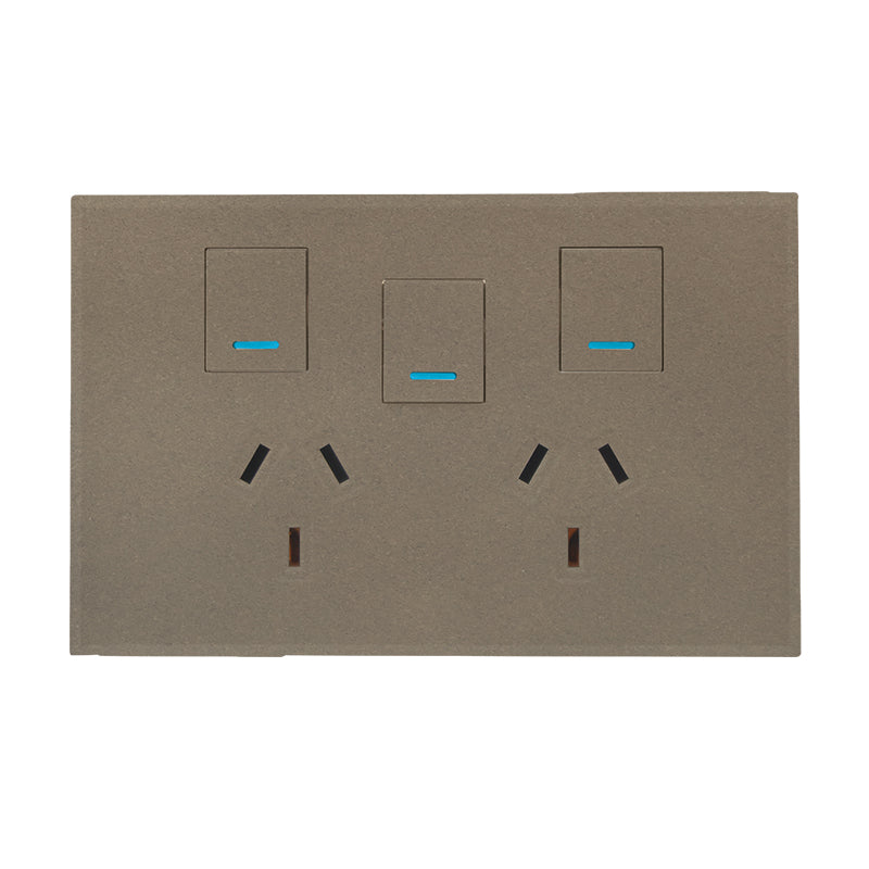 VETi 3 POLA - Double 10A GPO With Extra Switch - Horizontal - Complete