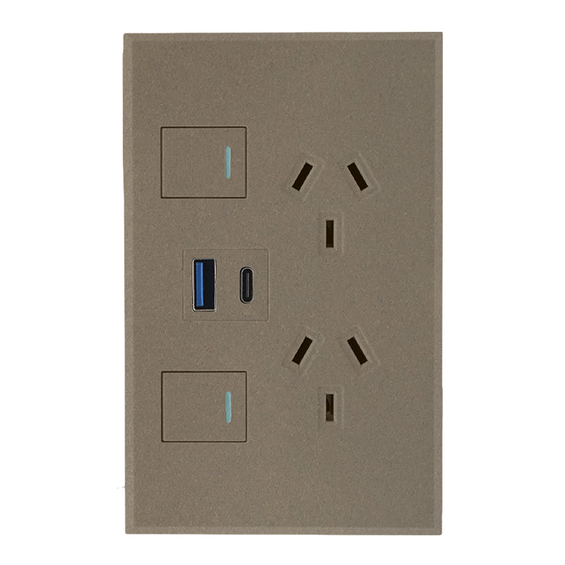 VETi 3 POLA - Double 10A GPO With A+C USB - Vertical - Complete