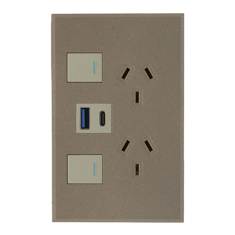 VETi 3 POLA - Double 10A GPO With A+C USB - Vertical - Complete