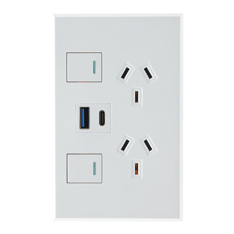 VETi 3 POLA - Double 10A GPO With A+C USB - Vertical - Complete