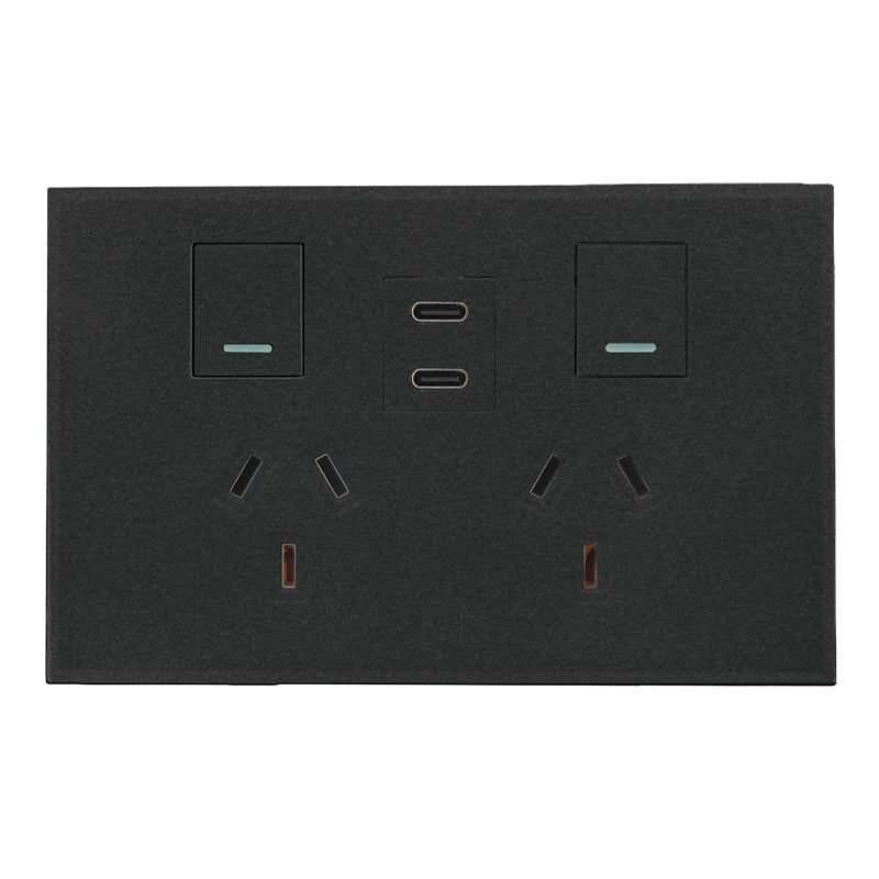 VETi 3 POLA - Double 10A GPO With C+C USB - Horizontal - Complete