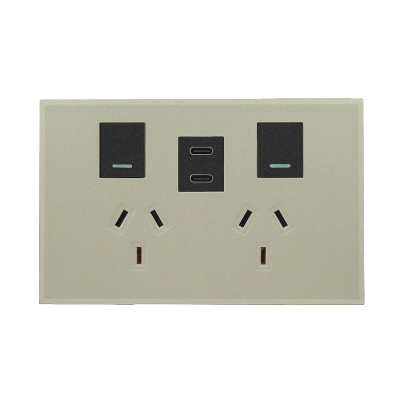 VETi 3 POLA - Double 10A GPO With C+C USB - Horizontal - Complete
