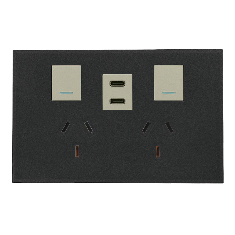VETi 3 POLA - Double 10A GPO With C+C USB - Horizontal - Complete