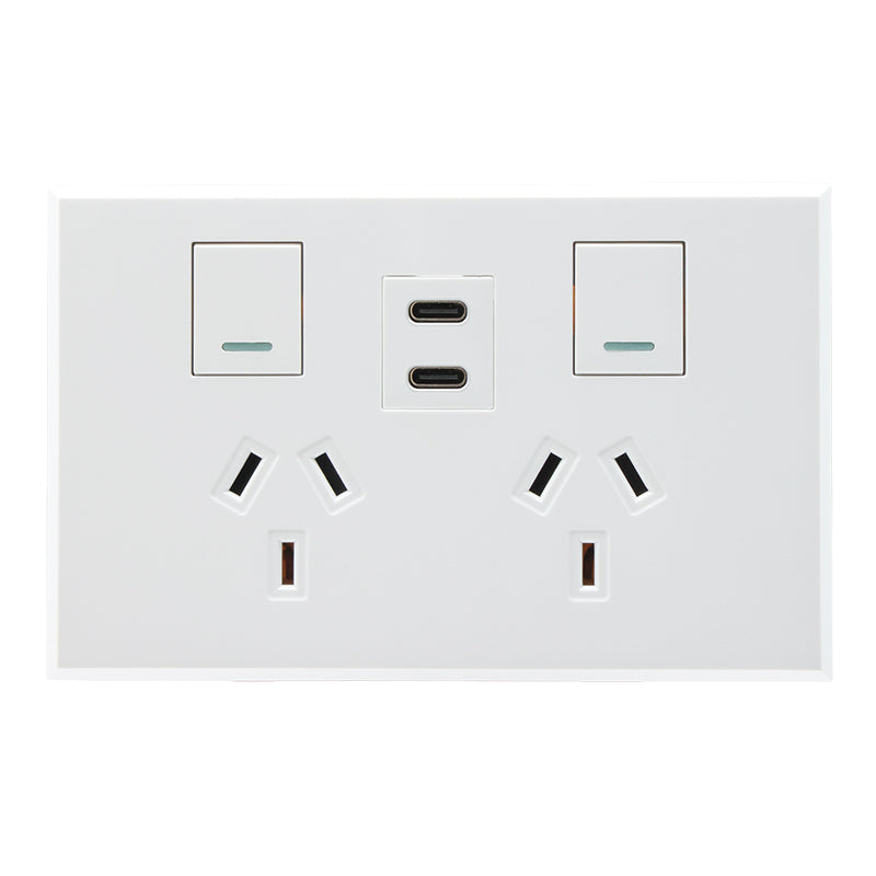 VETi 3 POLA - Double 10A GPO With C+C USB - Horizontal - Complete