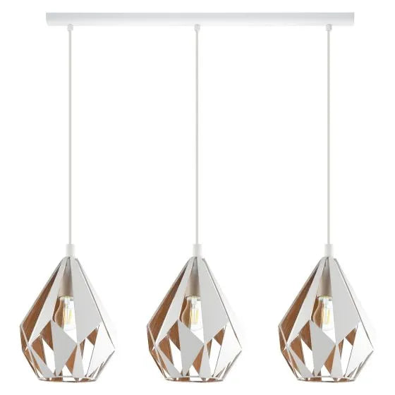 Eglo Carlton 3 Light Pendant White / Gold