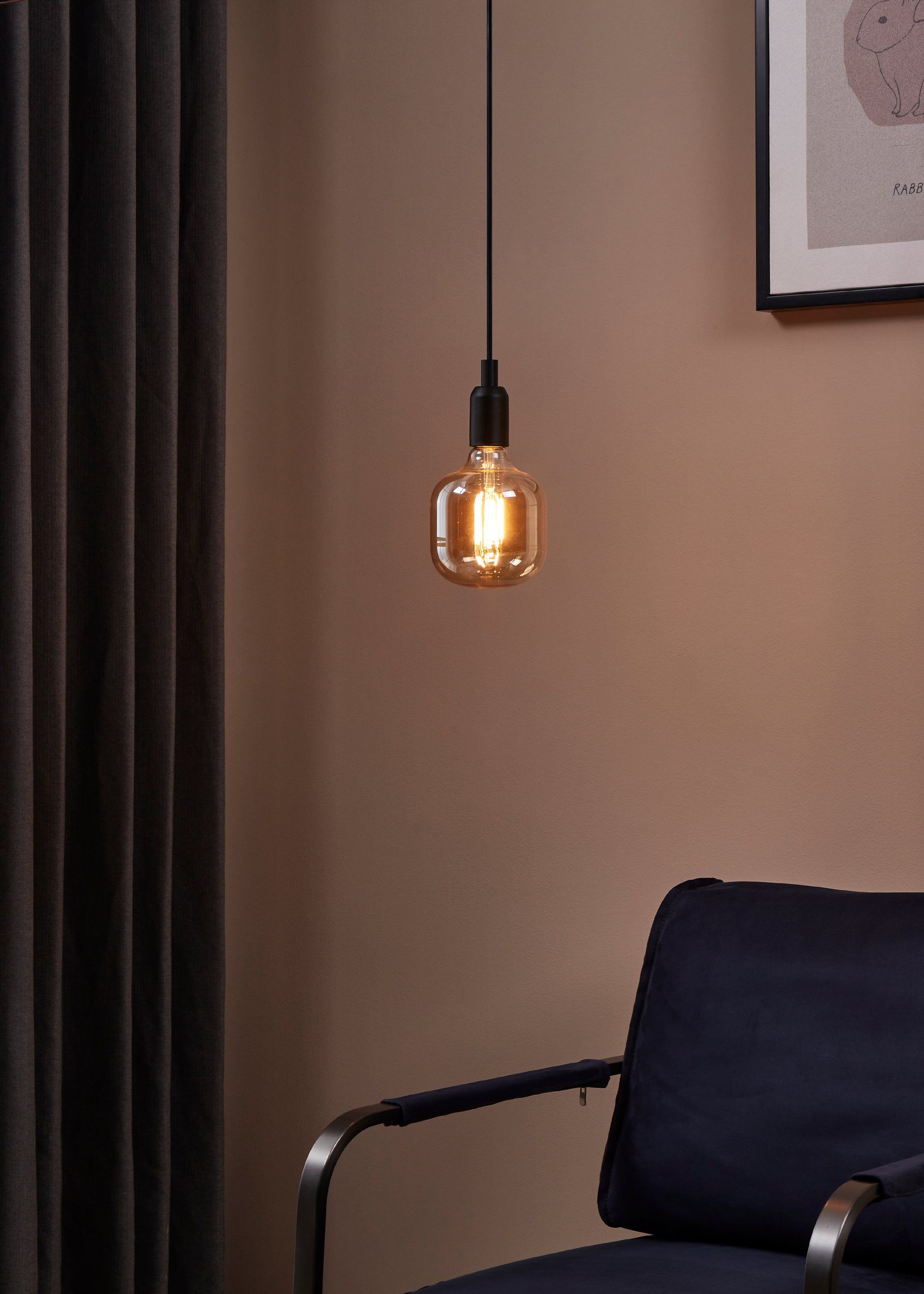 Eglo 4.5W E27 LED T125 Globe Amber