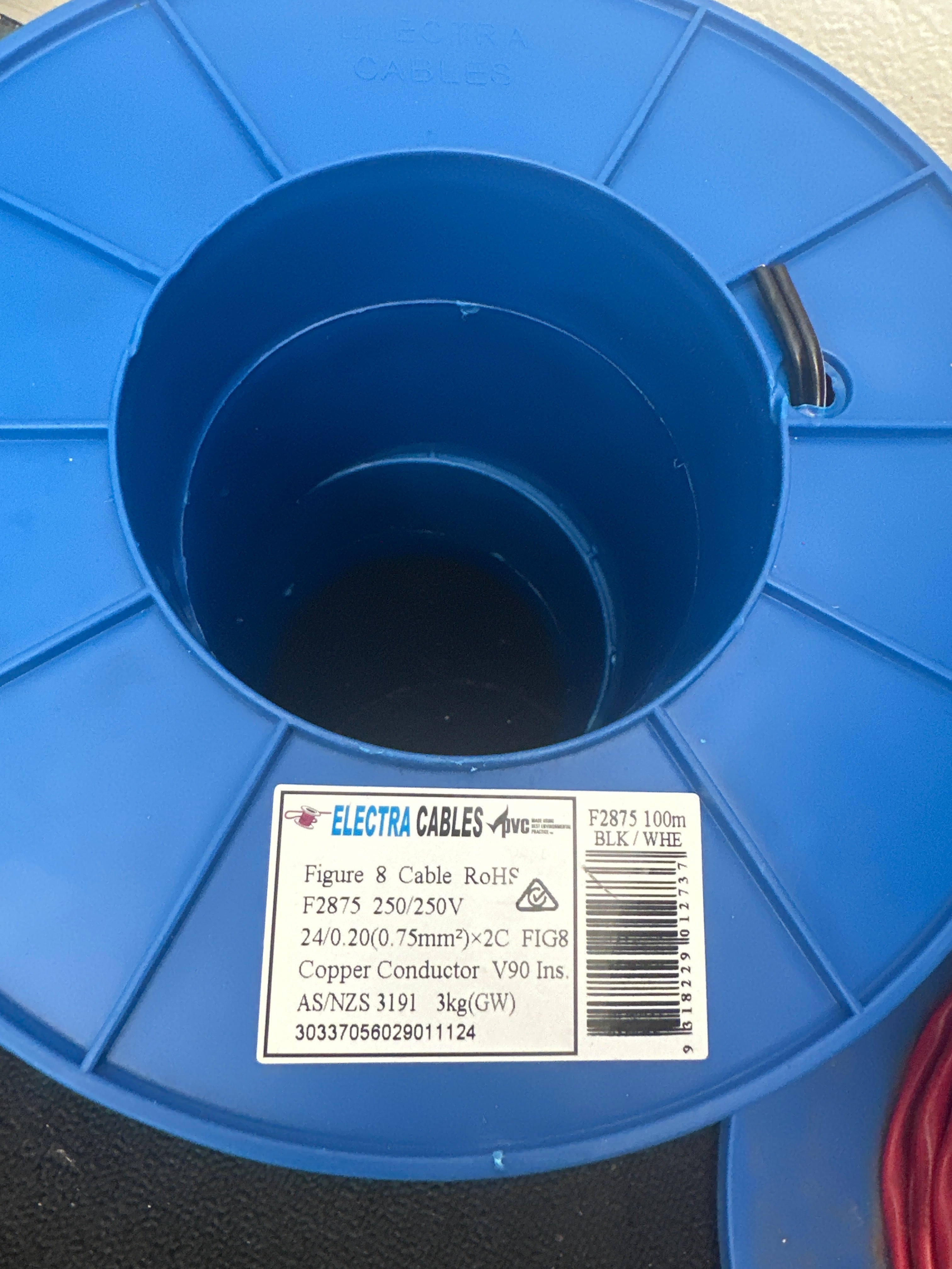 Cable Flexible Figure 8 250V 0.75mm 24/020 2C 100M Black