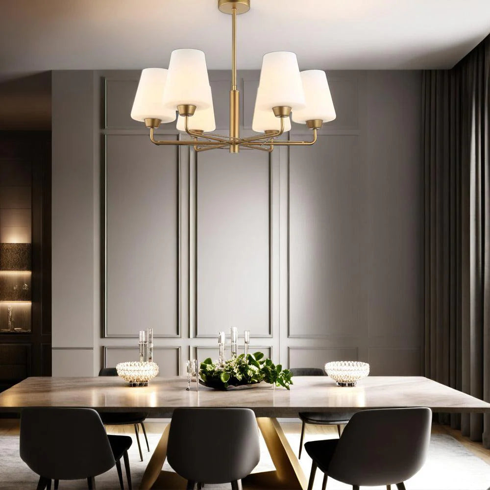 CLA Lighting-ABBEY: Matt Black/Gold with Opal Glass Pendant Lights