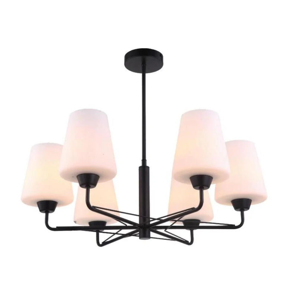 CLA Lighting-ABBEY: Matt Black/Gold with Opal Glass Pendant Lights