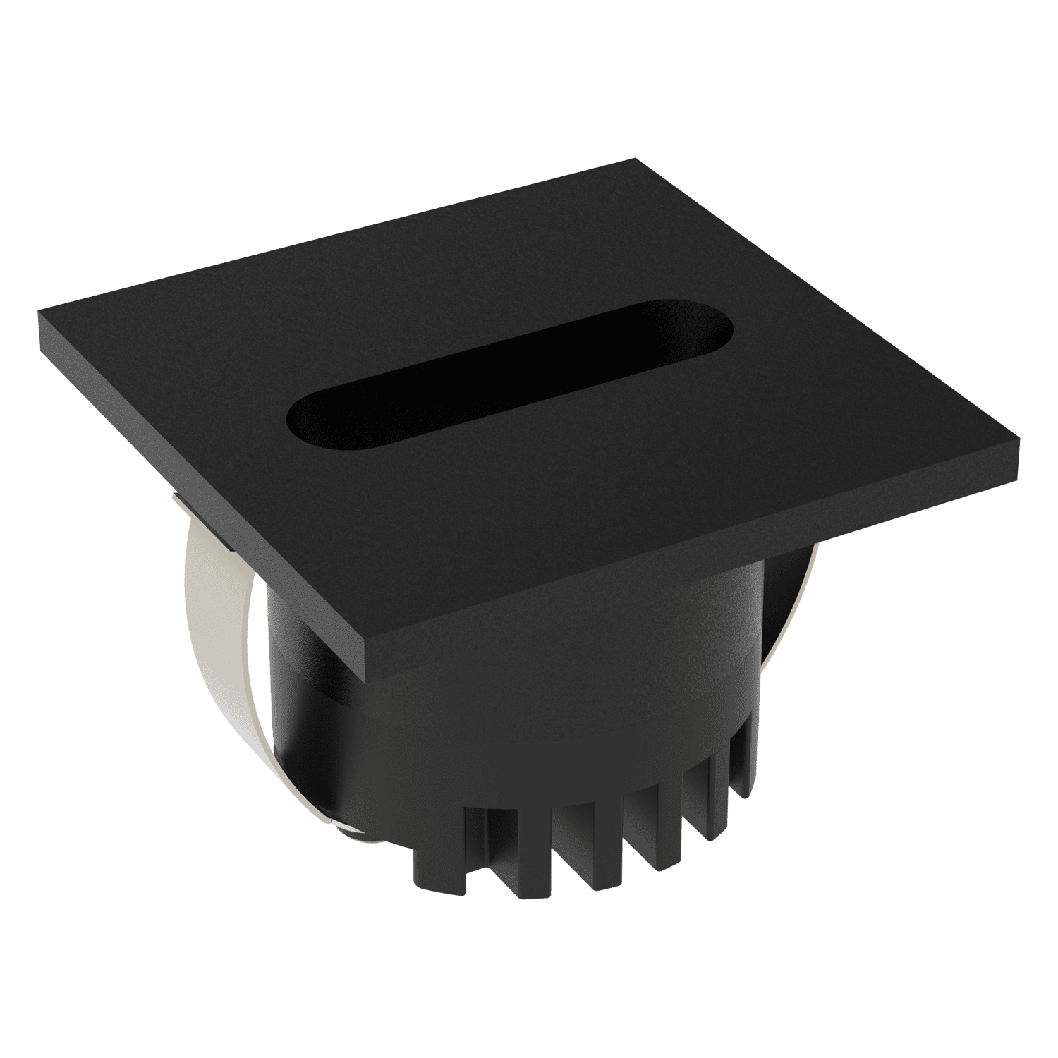 Domus AURA-240V-SQR-BLK - 3W LED Tri-Colour Recessed 45mm Square LED Steplight IP20 240V Black