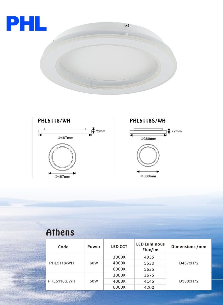 PHL Lighting: Athens Round Modern Luxury LED Ceiling Light