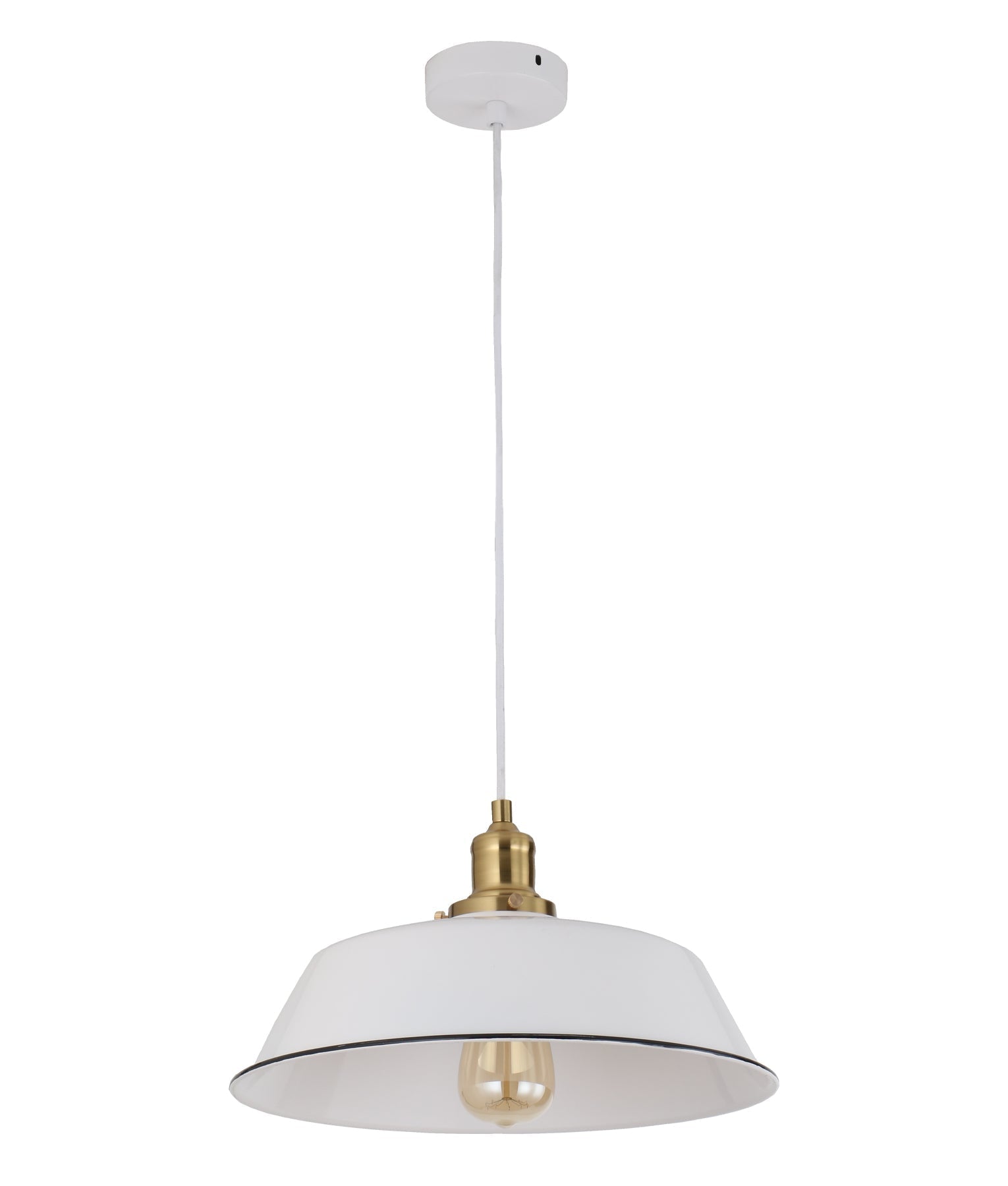 CEREMA: Interior White with Antique Brass & Black Highlight Ellipse Pendant Light