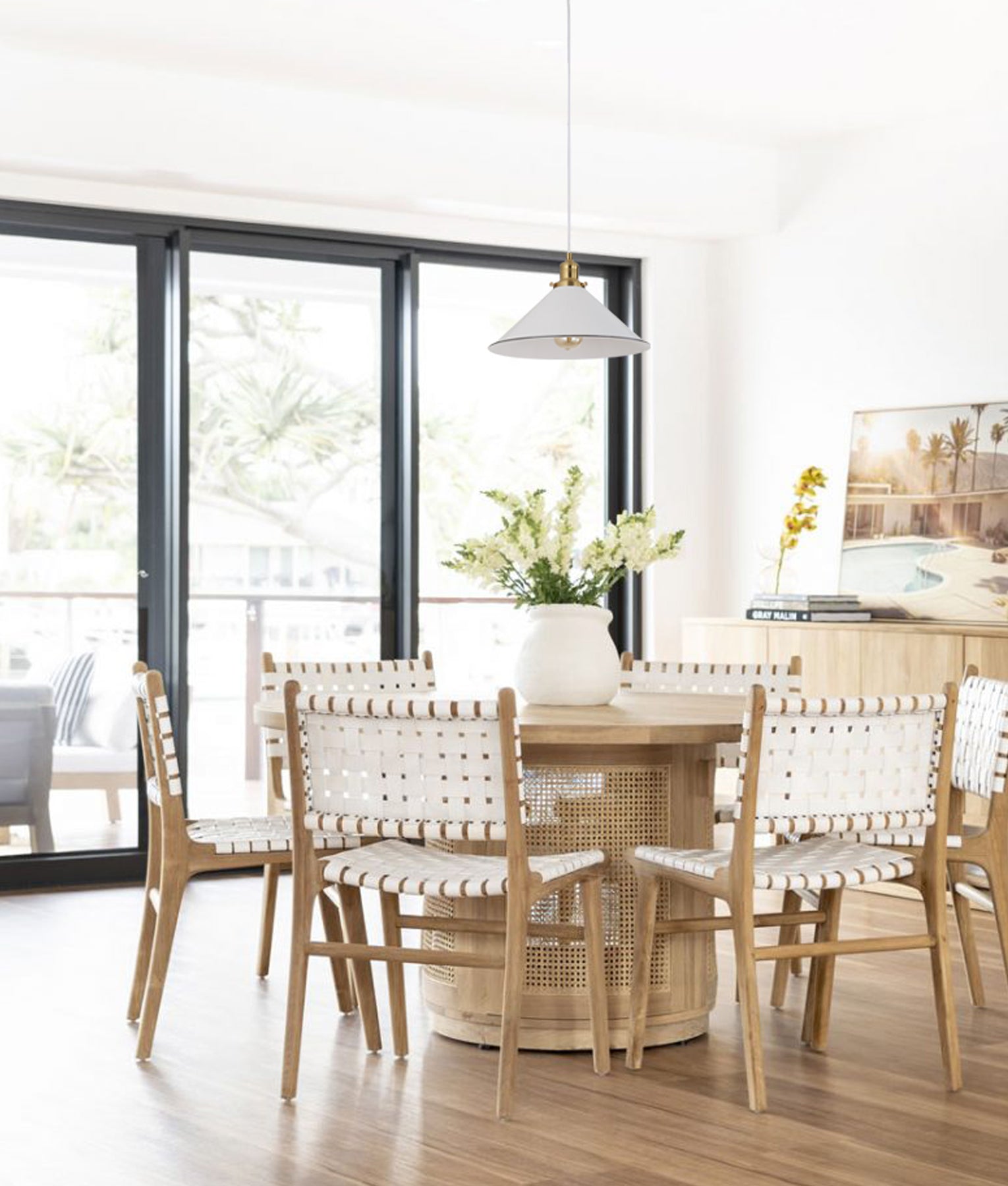 CEREMA: Interior White with Antique Brass & Black Highlight Ellipse Pendant Light