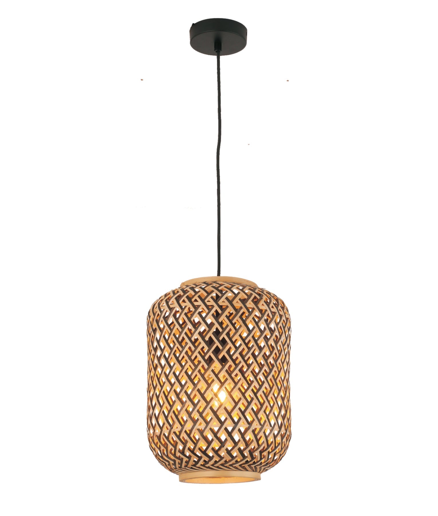 CLA Lighting: CESTA: Bohemian Interior Cylinder Brown/Natural Bamboo Cage Pendant Light