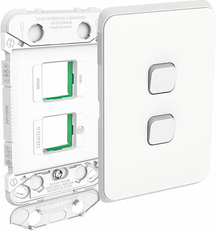 Clipsal Iconic 2 Gang Switch Grid & Skin