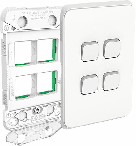 Clipsal Iconic 4 Gang Switch Grid & Skin