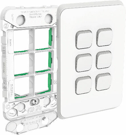Clipsal Iconic 6 Gang Switch Grid & Skin