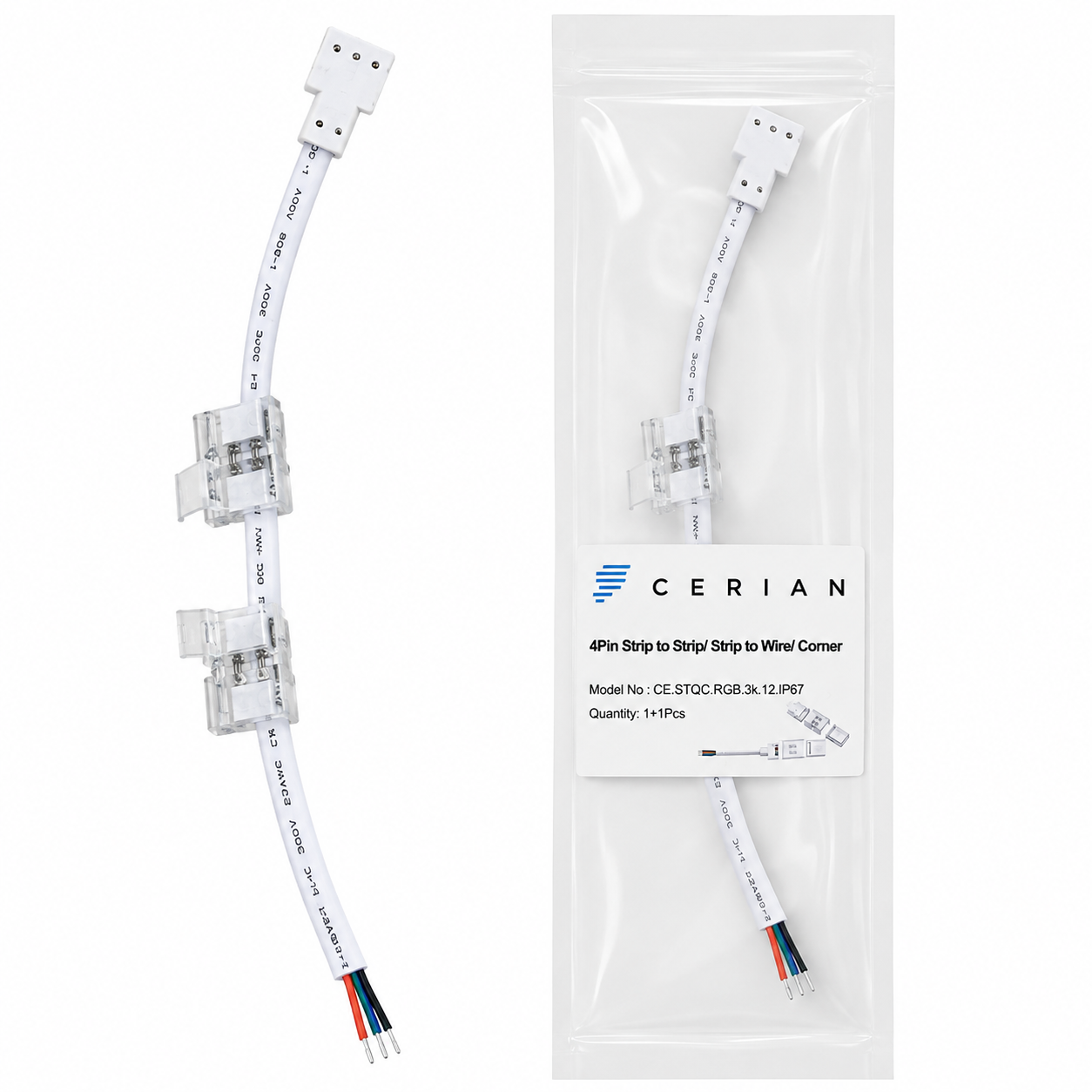 Cerian Lighting 4-Pin RGB LED Strip Connector(4PIN RBG FEXI IP67)