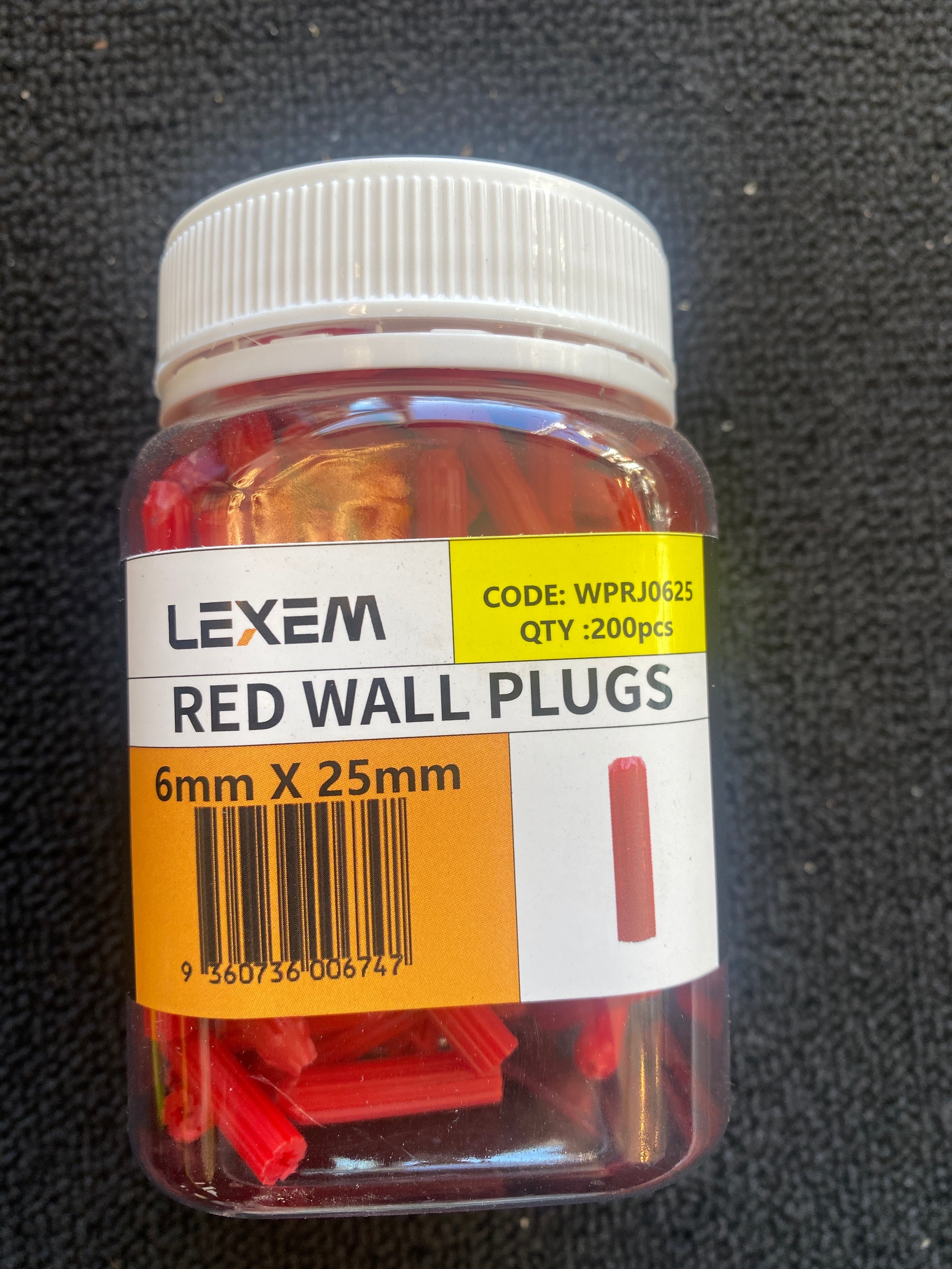 Wall Plug Red WPRJ0625(6X25MM)/200pc jar