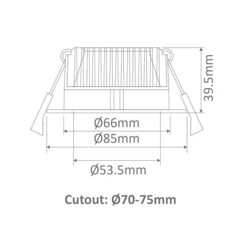Domus DECO-8 - 8W LED Tri-Colour Dimmable Mini Round Deep Face Downlight IP44