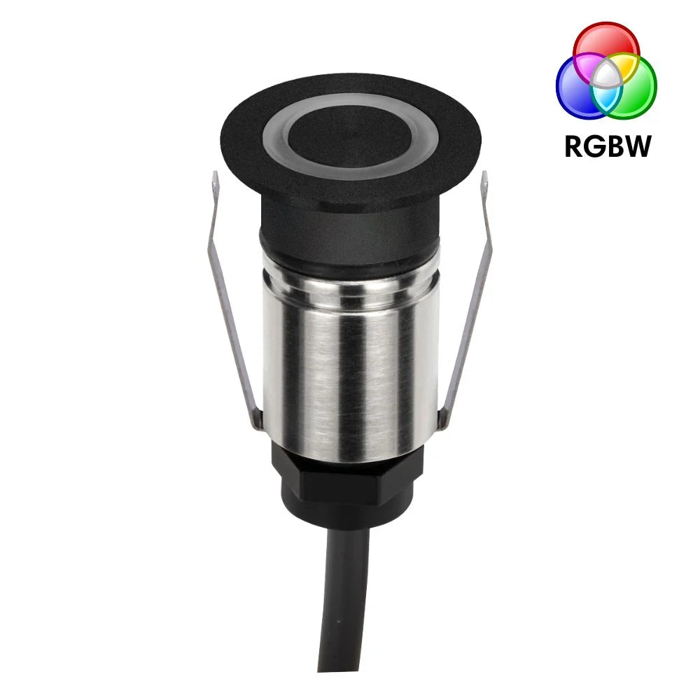 Domus EMIT-25-RGBW-BLK - 1W LED 24V DC RGBW Colour Changeable 25mm Micro Recessed Step & Inground Light IP67 Black - DRIVER REQUIRED