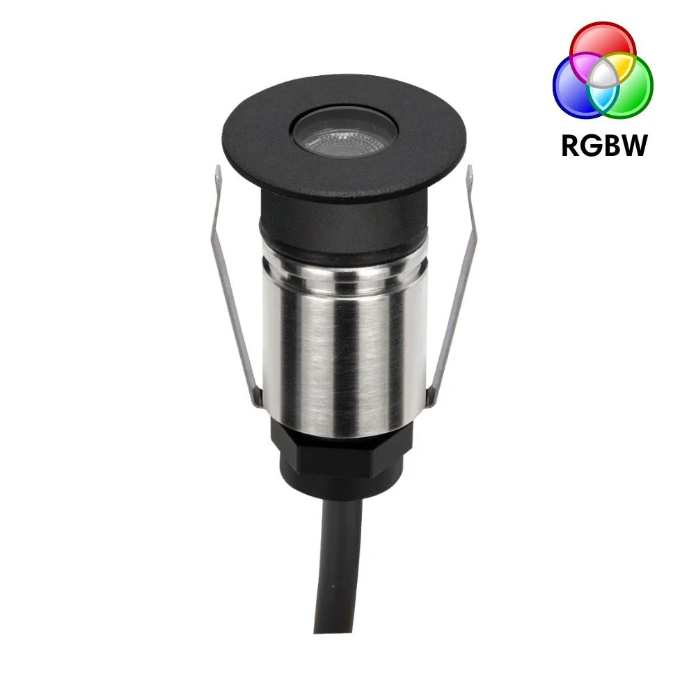 Domus EMIT-25-RGBW-BLK - 1W LED 24V DC RGBW Colour Changeable 25mm Micro Recessed Step & Inground Light IP67 Black - DRIVER REQUIRED