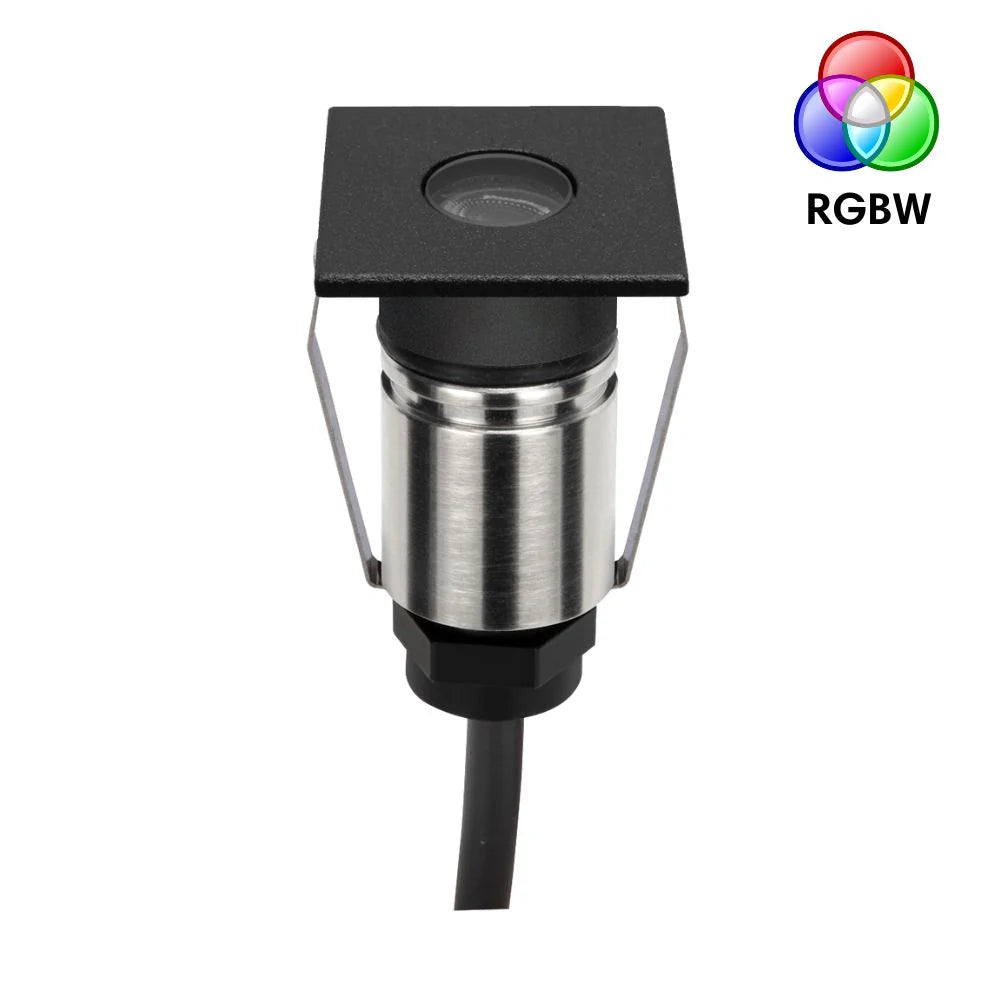 Domus EMIT-25-RGBW-BLK - 1W LED 24V DC RGBW Colour Changeable 25mm Micro Recessed Step & Inground Light IP67 Black - DRIVER REQUIRED