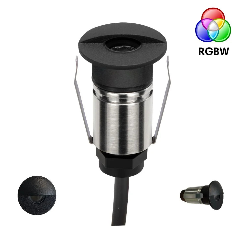 Domus EMIT-25-RGBW-BLK - 1W LED 24V DC RGBW Colour Changeable 25mm Micro Recessed Step & Inground Light IP67 Black - DRIVER REQUIRED