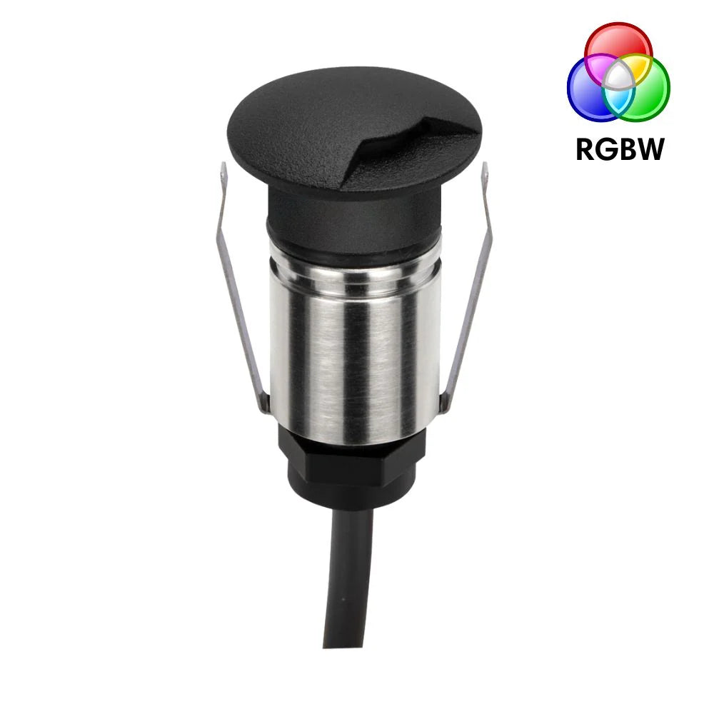 Domus EMIT-25-RGBW-BLK - 1W LED 24V DC RGBW Colour Changeable 25mm Micro Recessed Step & Inground Light IP67 Black - DRIVER REQUIRED