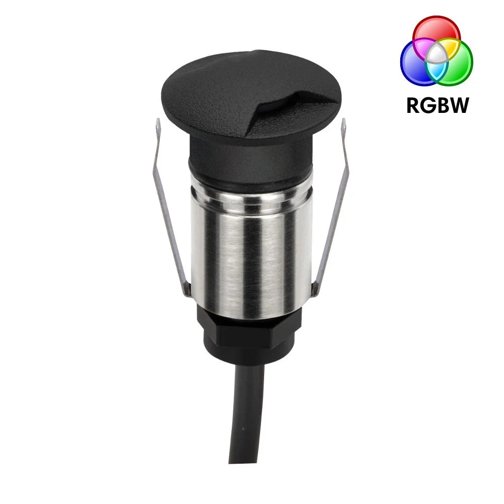 Domus EMIT-25-RGBW-BLK - 1W LED 24V DC RGBW Colour Changeable 25mm Micro Recessed Step & Inground Light IP67 Black - DRIVER REQUIRED