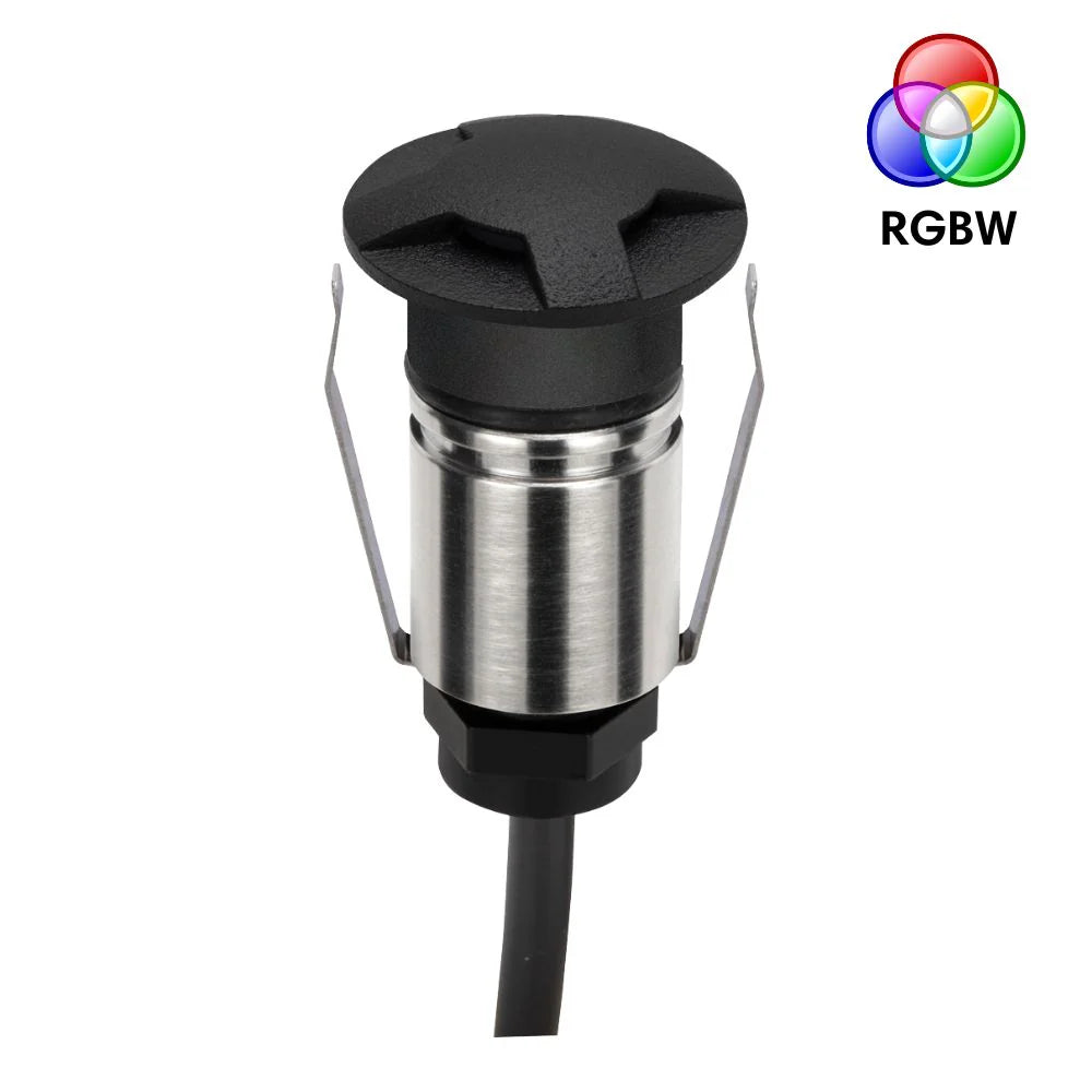 Domus EMIT-25-RGBW-BLK - 1W LED 24V DC RGBW Colour Changeable 25mm Micro Recessed Step & Inground Light IP67 Black - DRIVER REQUIRED
