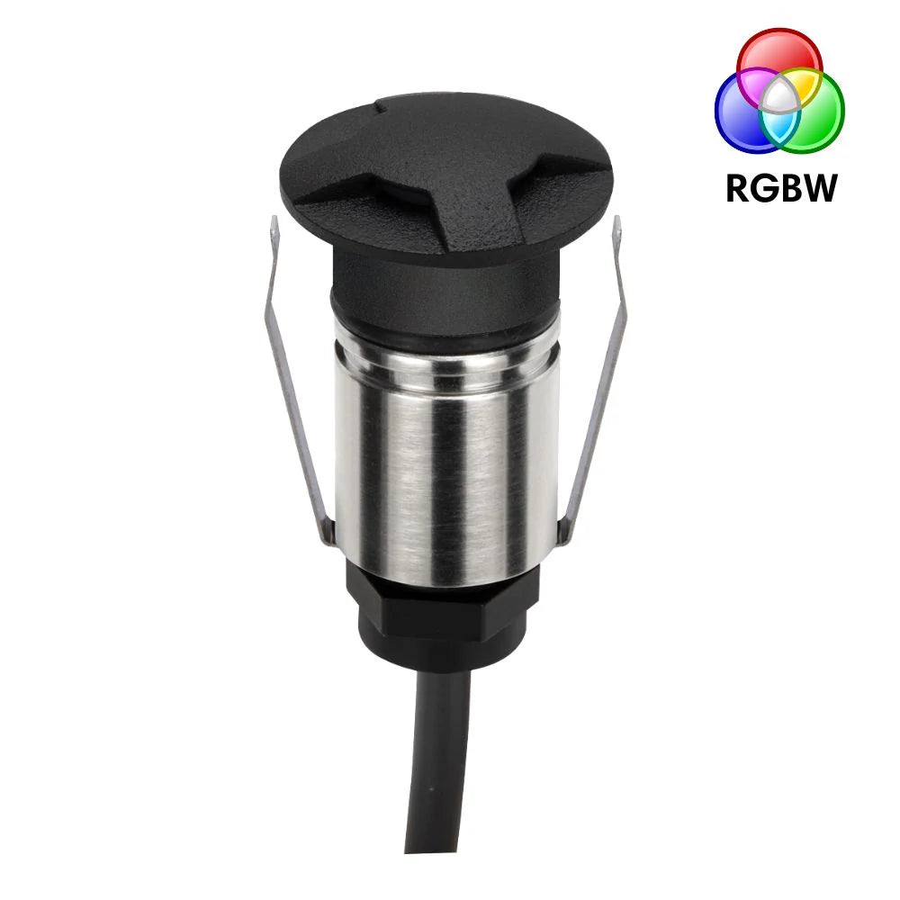 Domus EMIT-25-RGBW-BLK - 1W LED 24V DC RGBW Colour Changeable 25mm Micro Recessed Step & Inground Light IP67 Black - DRIVER REQUIRED