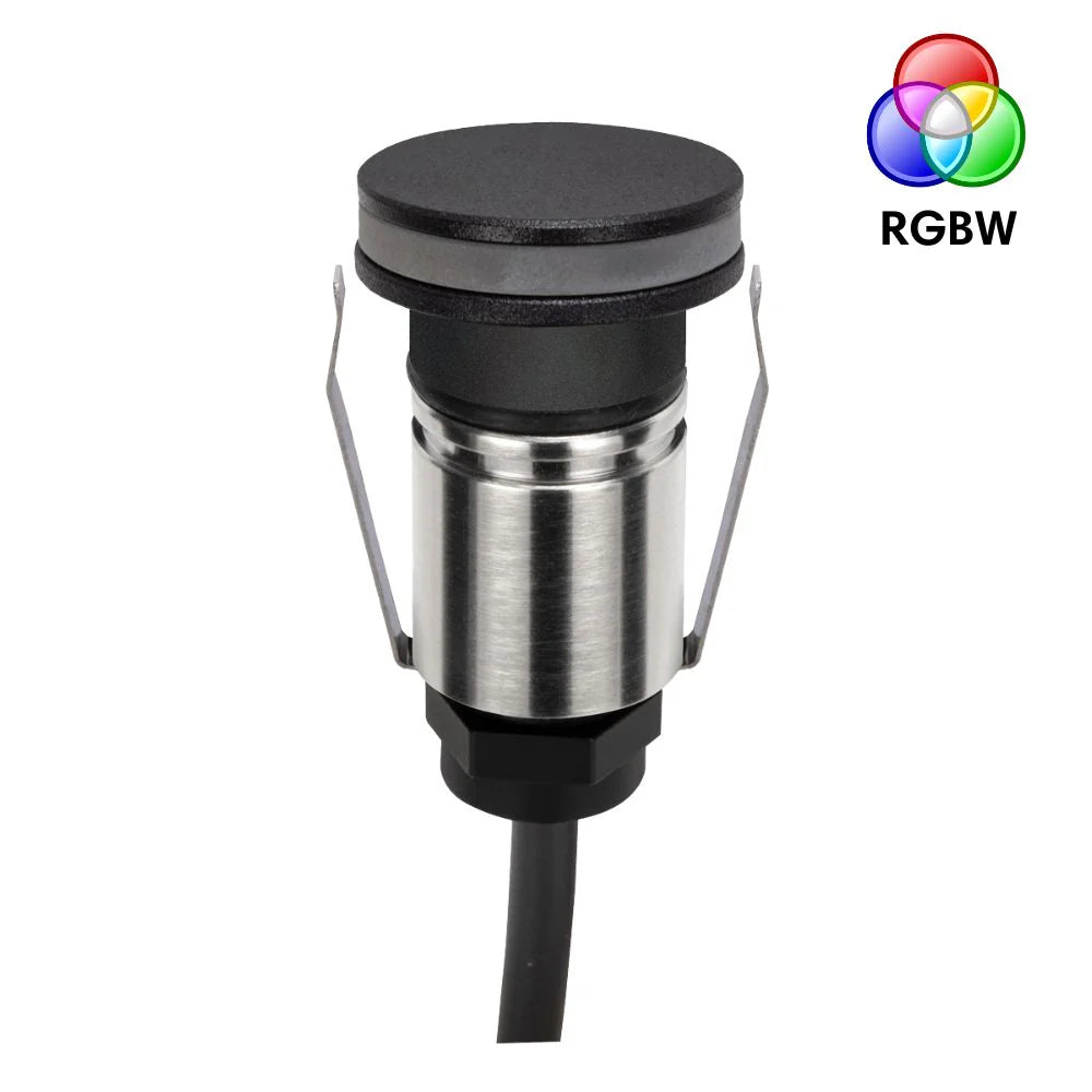 Domus EMIT-25-RGBW-BLK - 1W LED 24V DC RGBW Colour Changeable 25mm Micro Recessed Step & Inground Light IP67 Black - DRIVER REQUIRED