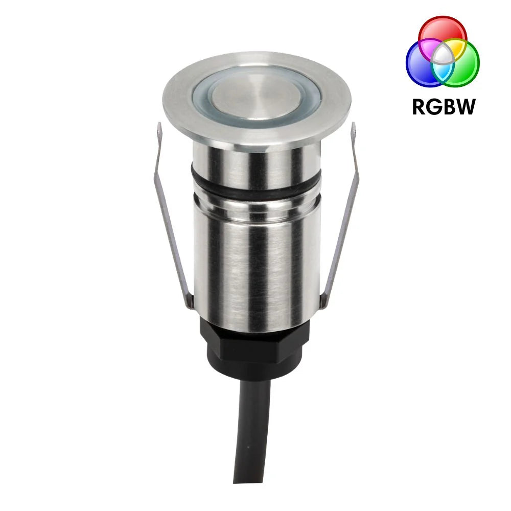 Domus EMIT-25-RGBW-STS - 1W LED 24V DC RGBW Colour Changeable 25mm Micro Recessed Step & Inground Light IP67 Stainless Steel - DRIVER REQUIRED)