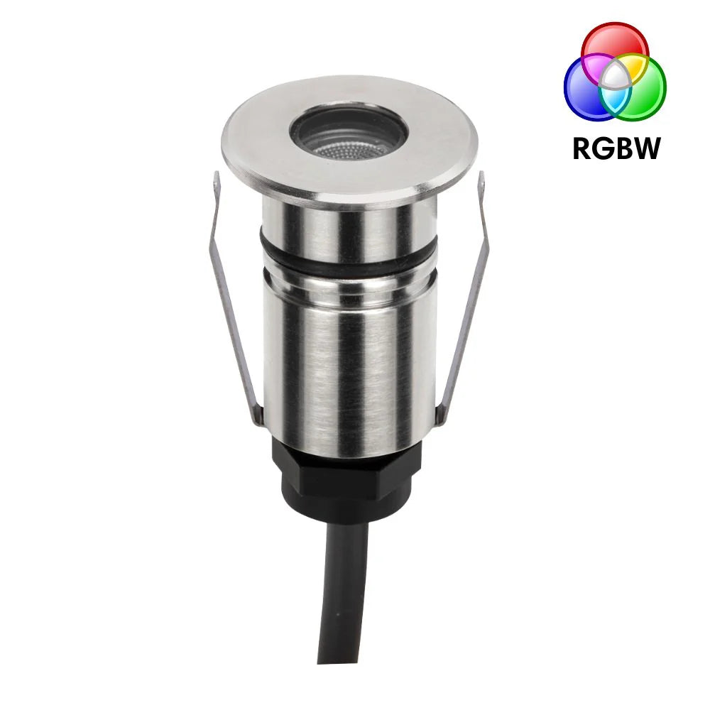 Domus EMIT-25-RGBW-STS - 1W LED 24V DC RGBW Colour Changeable 25mm Micro Recessed Step & Inground Light IP67 Stainless Steel - DRIVER REQUIRED)