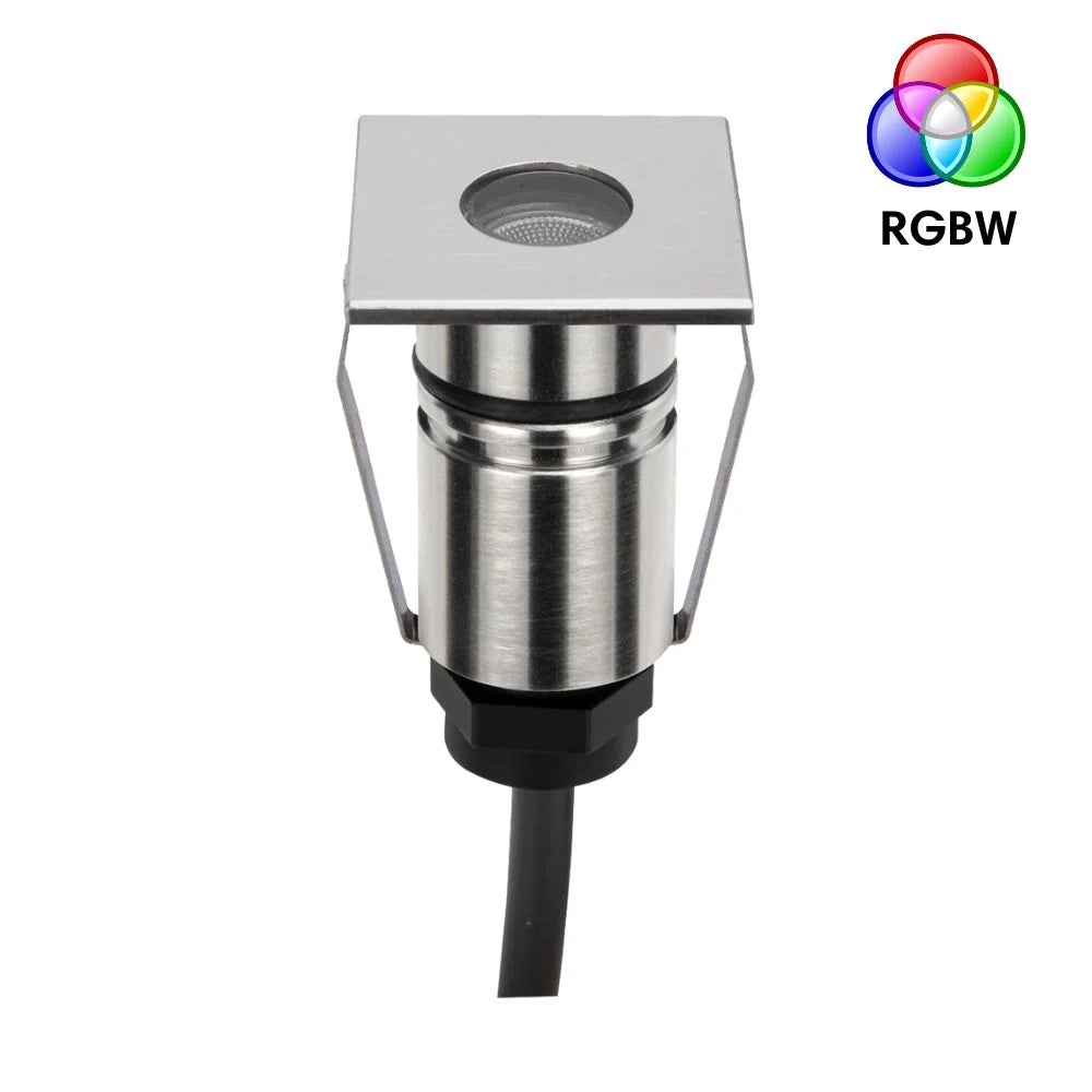 Domus EMIT-25-RGBW-STS - 1W LED 24V DC RGBW Colour Changeable 25mm Micro Recessed Step & Inground Light IP67 Stainless Steel - DRIVER REQUIRED)