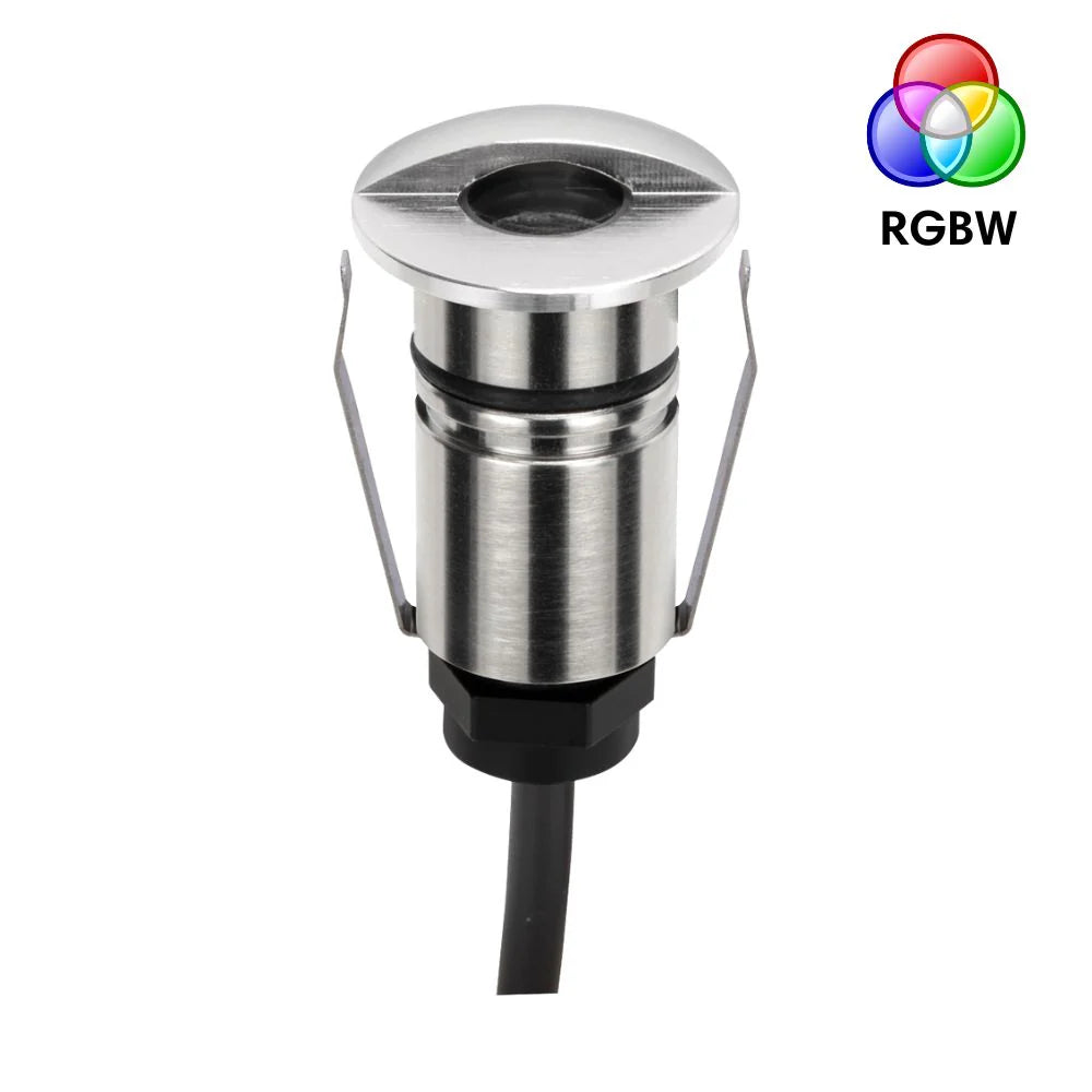 Domus EMIT-25-RGBW-STS - 1W LED 24V DC RGBW Colour Changeable 25mm Micro Recessed Step & Inground Light IP67 Stainless Steel - DRIVER REQUIRED)