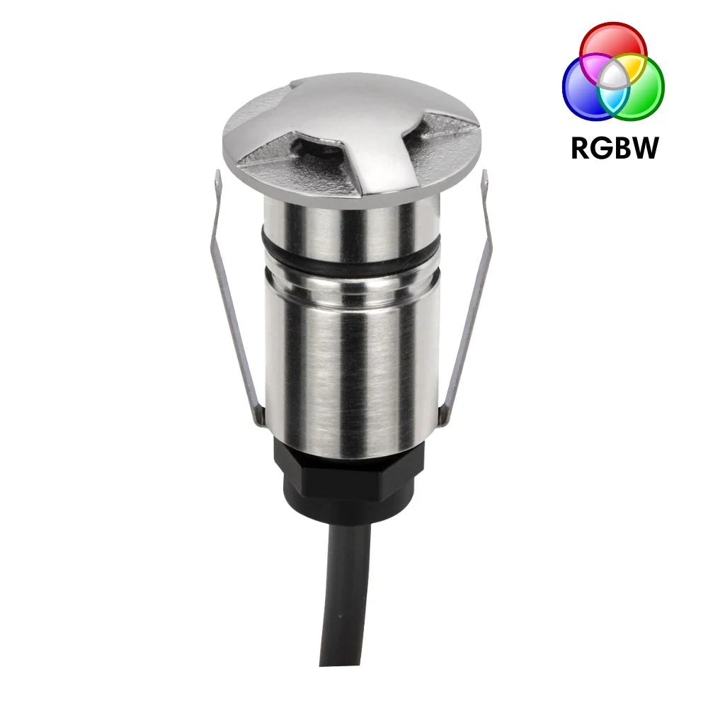 Domus EMIT-25-RGBW-STS - 1W LED 24V DC RGBW Colour Changeable 25mm Micro Recessed Step & Inground Light IP67 Stainless Steel - DRIVER REQUIRED)