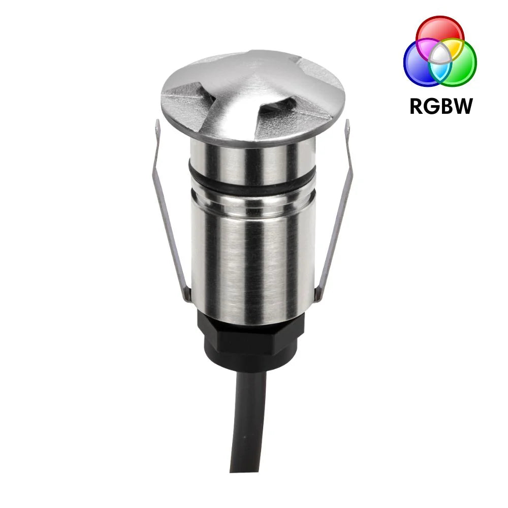 Domus EMIT-25-RGBW-STS - 1W LED 24V DC RGBW Colour Changeable 25mm Micro Recessed Step & Inground Light IP67 Stainless Steel - DRIVER REQUIRED)