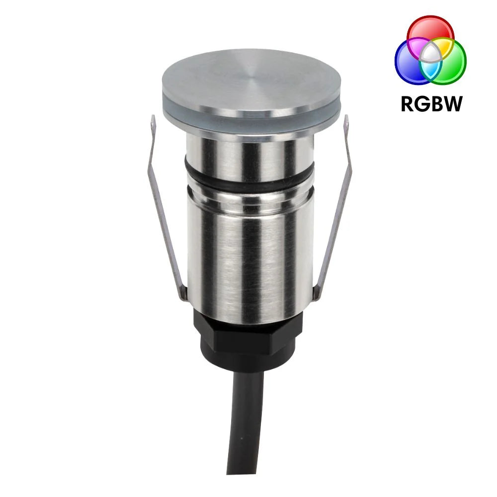 Domus EMIT-25-RGBW-STS - 1W LED 24V DC RGBW Colour Changeable 25mm Micro Recessed Step & Inground Light IP67 Stainless Steel - DRIVER REQUIRED)