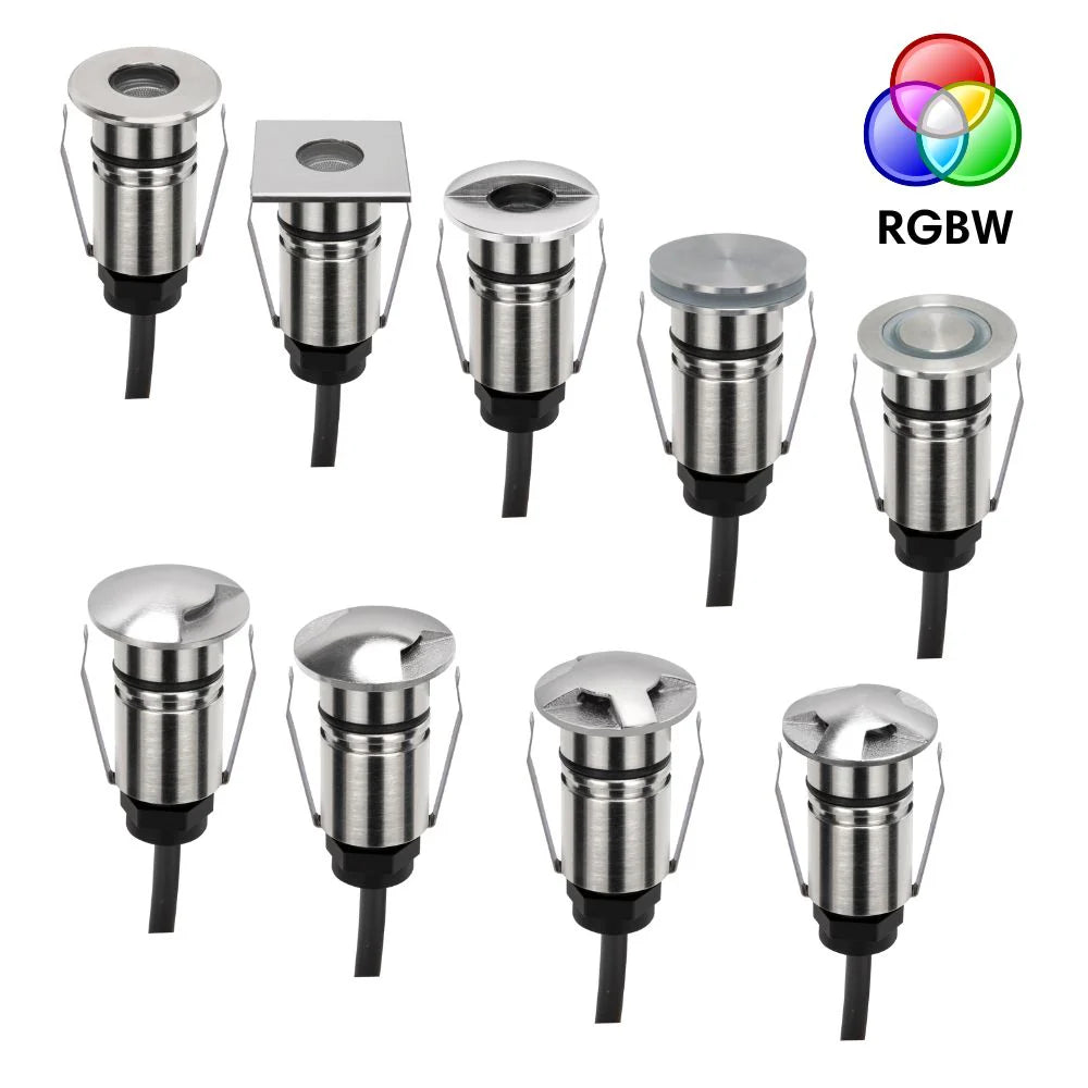 Domus EMIT-25-RGBW-STS - 1W LED 24V DC RGBW Colour Changeable 25mm Micro Recessed Step & Inground Light IP67 Stainless Steel - DRIVER REQUIRED)