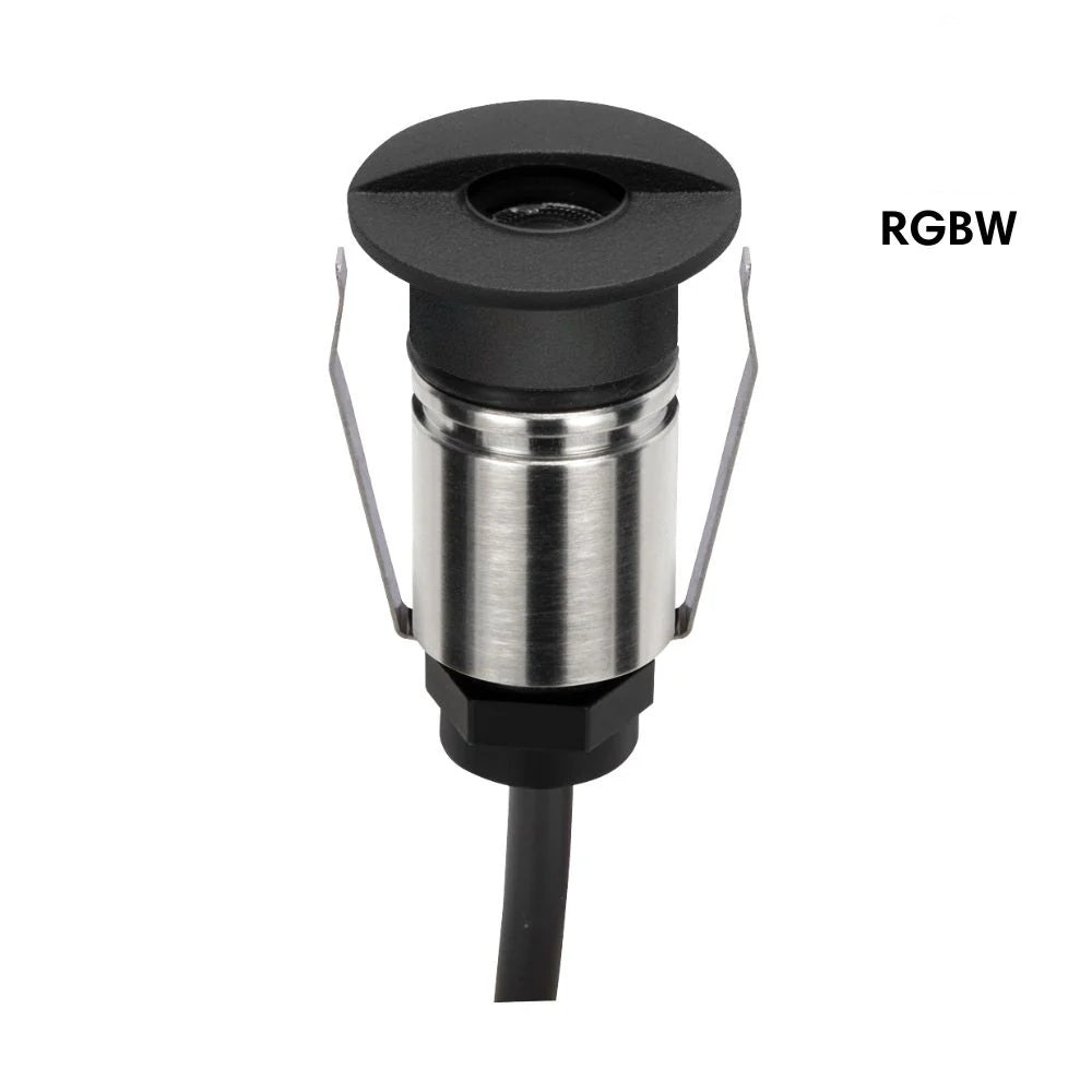 Domus EMIT-25-RGBW-BLK - 1W LED 24V DC RGBW Colour Changeable 25mm Micro Recessed Step & Inground Light IP67 Black - DRIVER REQUIRED