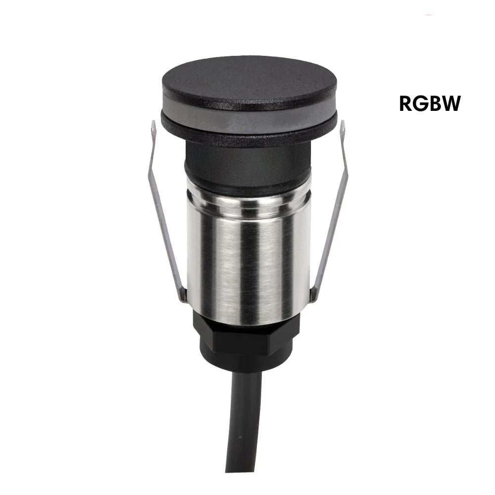 Domus EMIT-25-RGBW-BLK - 1W LED 24V DC RGBW Colour Changeable 25mm Micro Recessed Step & Inground Light IP67 Black - DRIVER REQUIRED