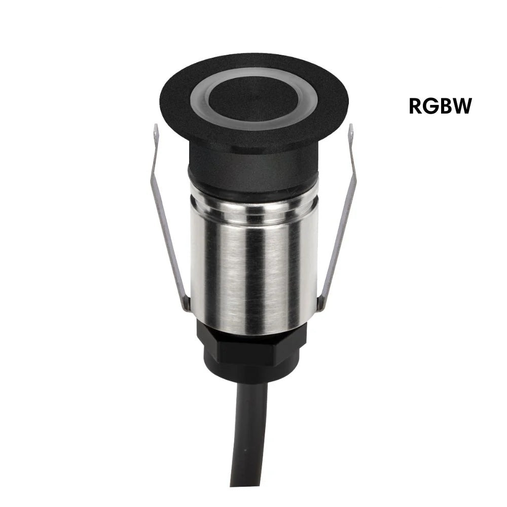 Domus EMIT-25-RGBW-BLK - 1W LED 24V DC RGBW Colour Changeable 25mm Micro Recessed Step & Inground Light IP67 Black - DRIVER REQUIRED