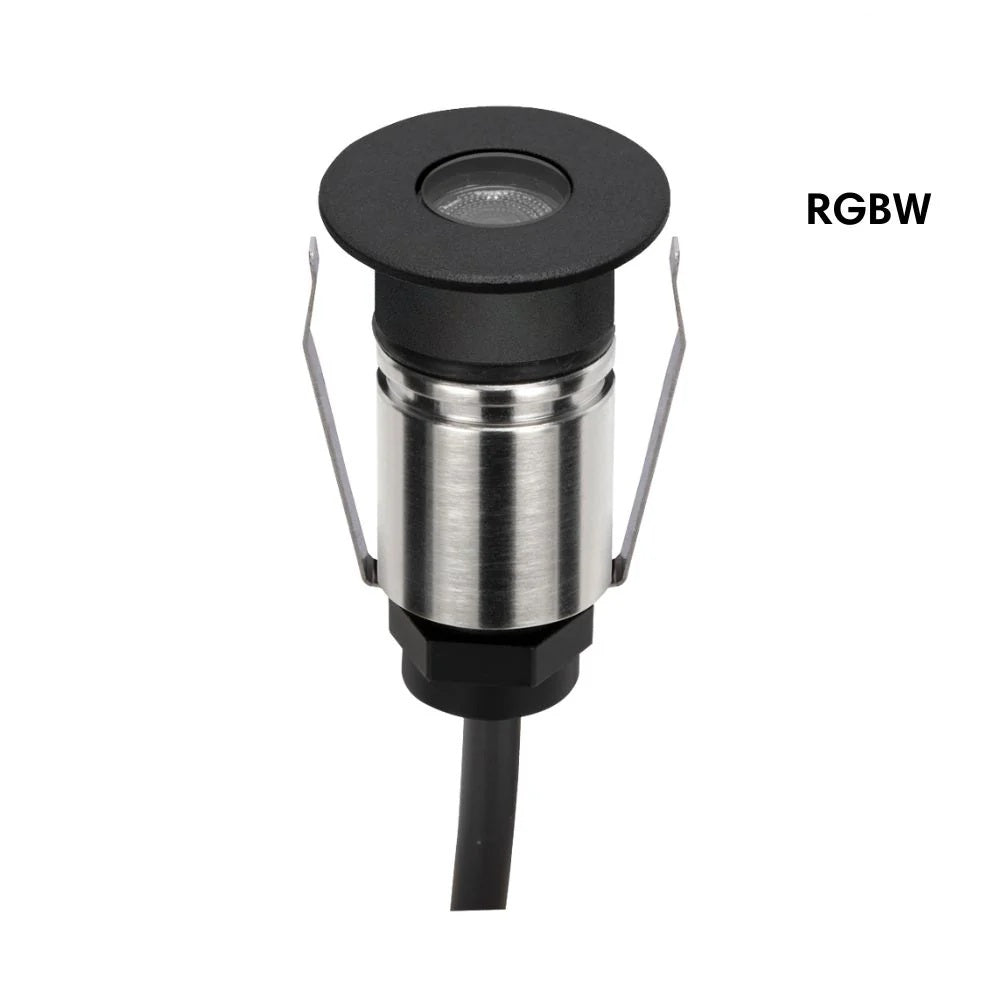 Domus EMIT-25-RGBW-BLK - 1W LED 24V DC RGBW Colour Changeable 25mm Micro Recessed Step & Inground Light IP67 Black - DRIVER REQUIRED