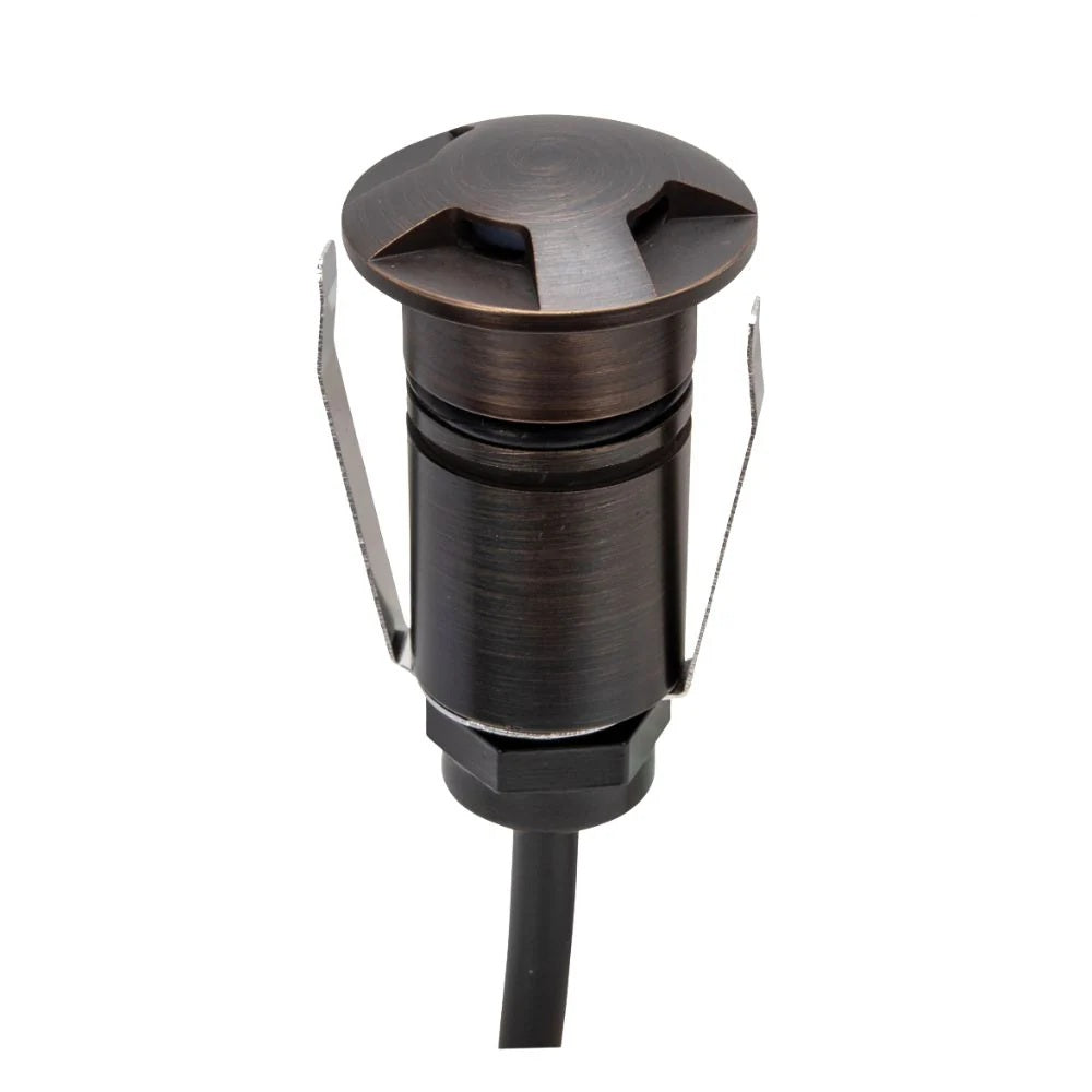 Domus EMIT-25-TRIO-AB - 1W LED 12/24V DC Tri-Colour 25mm Micro Recessed Step & Inground Light IP67 Antique Brass - DRIVER REQUIRED