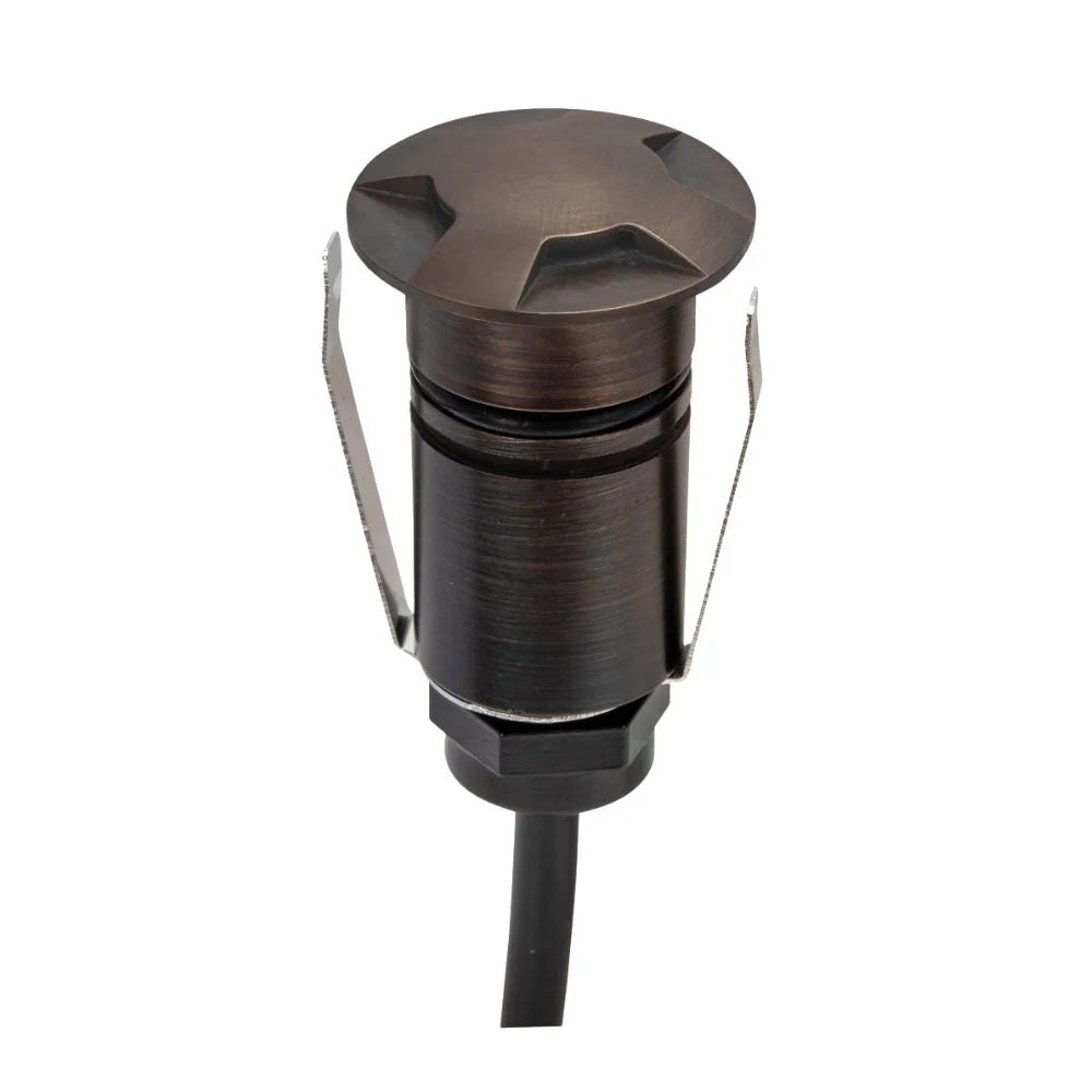 Domus EMIT-25-TRIO-AB - 1W LED 12/24V DC Tri-Colour 25mm Micro Recessed Step & Inground Light IP67 Antique Brass - DRIVER REQUIRED